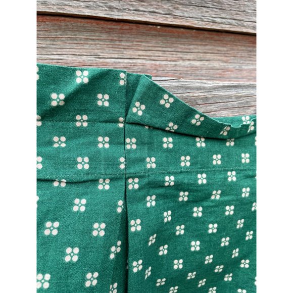 Vintage Pair 1960s Green/Beige Dot Pleated Curtain Valance Cotton - Picture 7 of 16